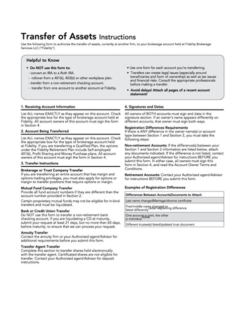 TransferRolloverExchange Form Instructions Use this form to move assets to your Fidelity employer-sponsored retirement account from a previous investment provider. . Fidelity transfer of assets form pdf